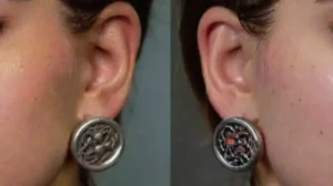Close-up of realistic human neck and ear