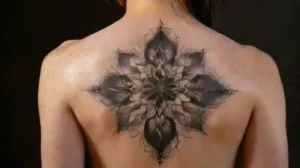 Intricate black ink mandala on skin