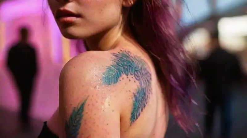 Bright Neon Ink Tattoos for Day-Glo Piercing Festivals