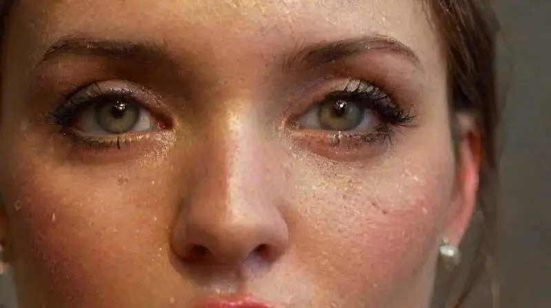Close-up of piercing scene with realistic detail