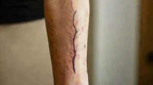 Close-up of tattooed